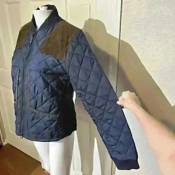 Ralph Lauren Sport Navy Equestrian Quilted Puffer Jacket Womens Size Large - Picture 14 of 14